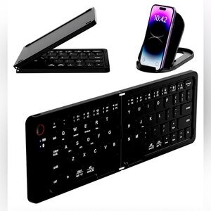 NIB Foldable Wireless Bluetooth Keyboard with Holder